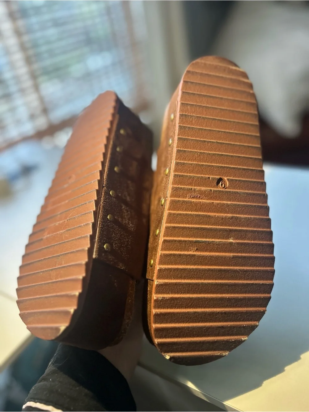 NWOB Brown Suede Double Buckle Platform Slide Sandals